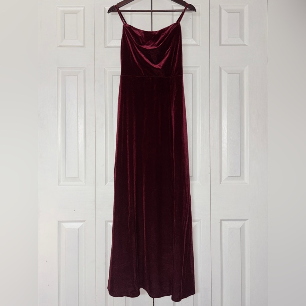 Birdy Grey Ash Dress in Cabernet Velvet Floor Length Cowl Bridesmaid / Prom Gown